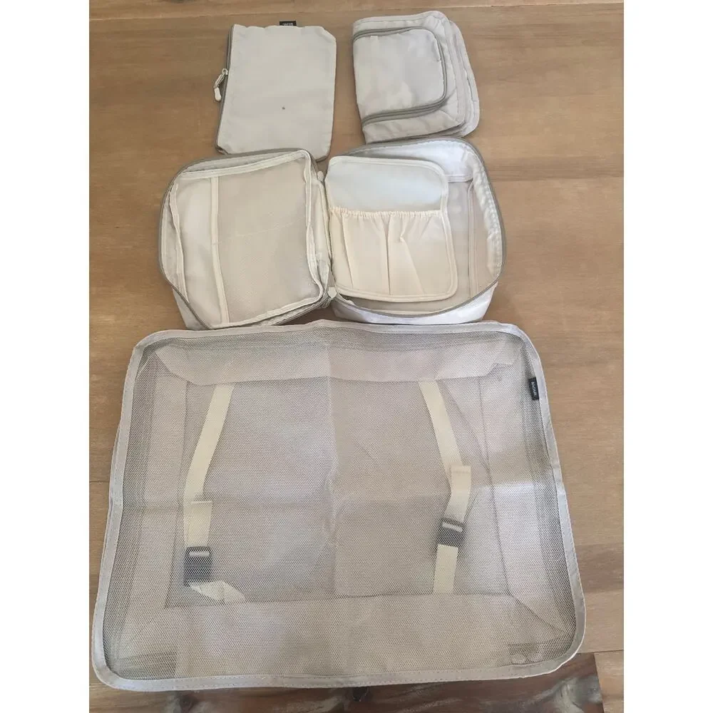 Bagail Packing Set Cream Cube Mesh Easy store travel ready